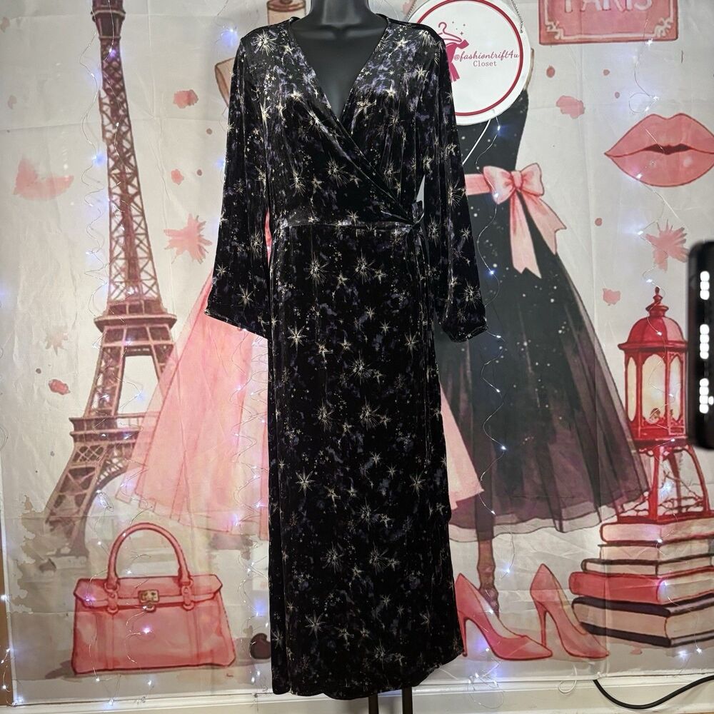 JOHNNY WAS STARDUST VELVET KIMONO MULTI-COLOR WRAP DRESS SIZE M-$398 - Picture 2 of 16